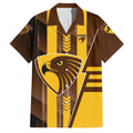 Personalized Hawthorn Hawks Family Matching Off The Shoulder Long Sleeve Dress and Hawaiian Shirt Modern Geometric Sports Graphic Style