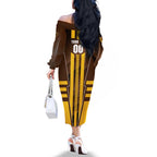 Personalized Hawthorn Hawks Family Matching Off The Shoulder Long Sleeve Dress and Hawaiian Shirt Modern Geometric Sports Graphic Style