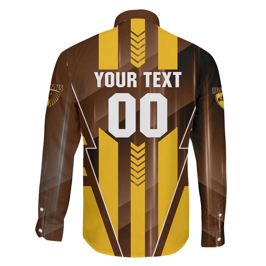 Personalized Hawthorn Hawks Family Matching Off Shoulder Maxi Dress and Hawaiian Shirt Modern Geometric Sports Graphic Style