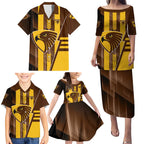 Personalized Hawthorn Hawks Family Matching Puletasi and Hawaiian Shirt Modern Geometric Sports Graphic Style
