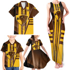 Personalized Hawthorn Hawks Family Matching Tank Maxi Dress and Hawaiian Shirt Modern Geometric Sports Graphic Style