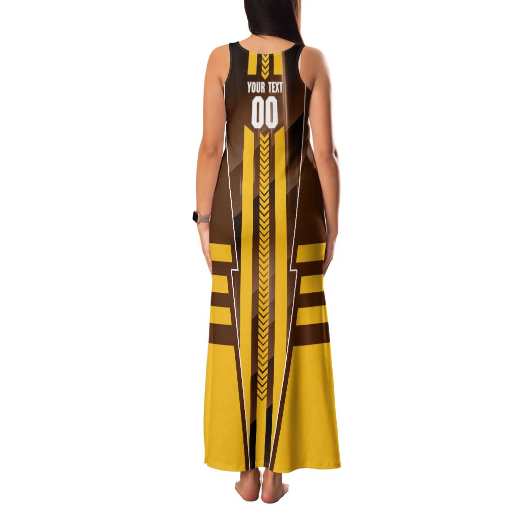 Personalized Hawthorn Hawks Family Matching Tank Maxi Dress and Hawaiian Shirt Modern Geometric Sports Graphic Style