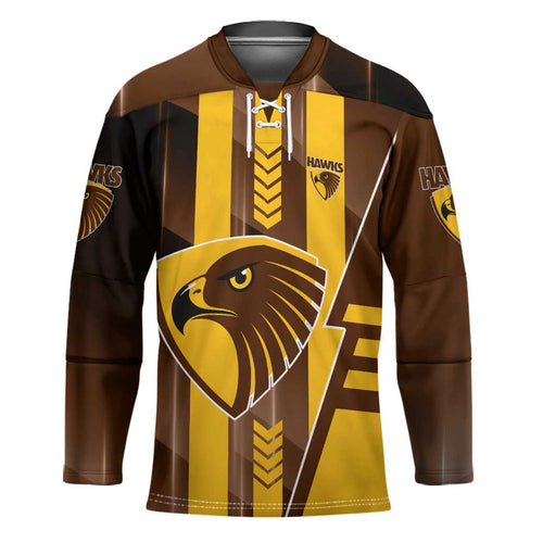Personalized Hawthorn Hawks Hockey Jersey Modern Geometric Sports Graphic Style