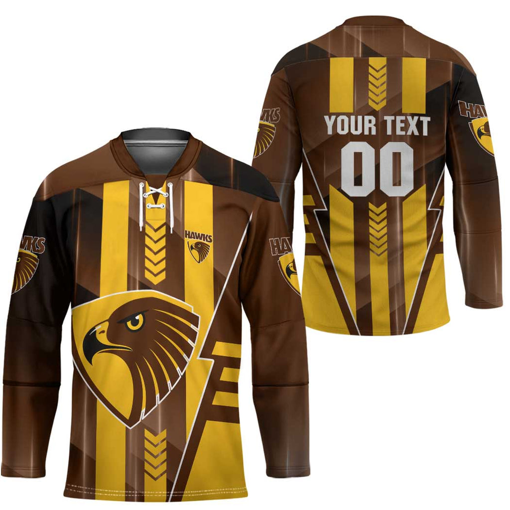 Personalized Hawthorn Hawks Hockey Jersey Modern Geometric Sports Graphic Style