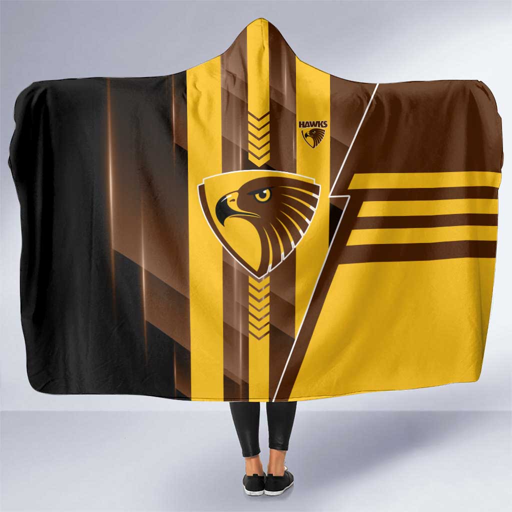 Hawthorn Hawks Hooded Blanket Modern Geometric Sports Graphic Style