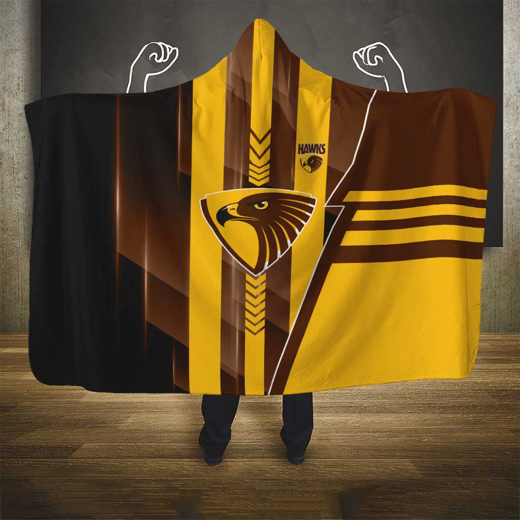 Hawthorn Hawks Hooded Blanket Modern Geometric Sports Graphic Style