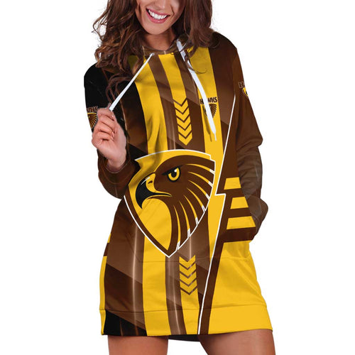 Personalized Hawthorn Hawks Hoodie Dress Modern Geometric Sports Graphic Style