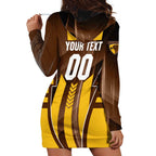 Personalized Hawthorn Hawks Hoodie Dress Modern Geometric Sports Graphic Style
