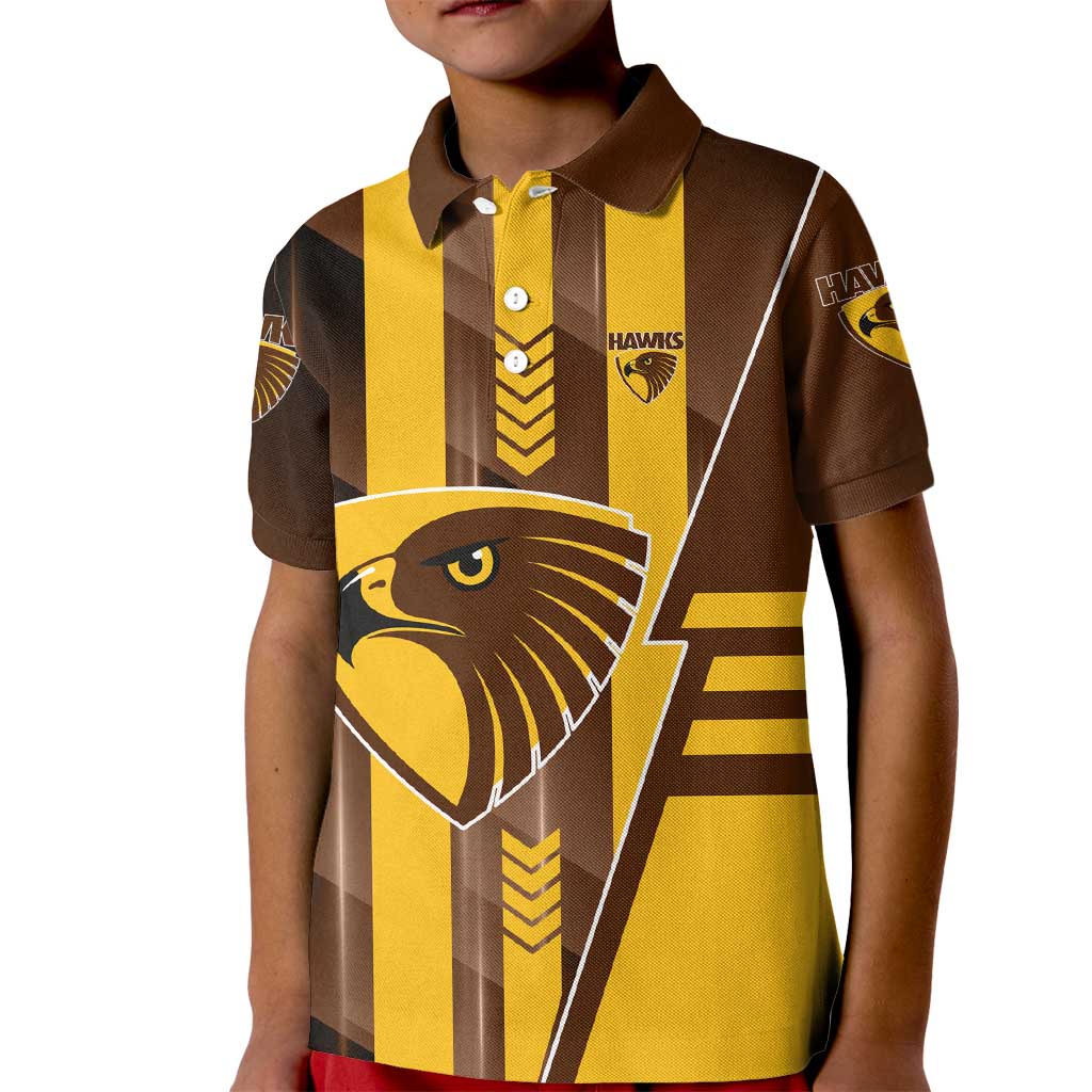 Personalized Hawthorn Hawks Kid Polo Shirt Modern Geometric Sports Graphic Style