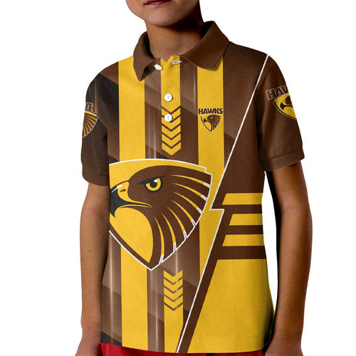 Personalized Hawthorn Hawks Kid Polo Shirt Modern Geometric Sports Graphic Style