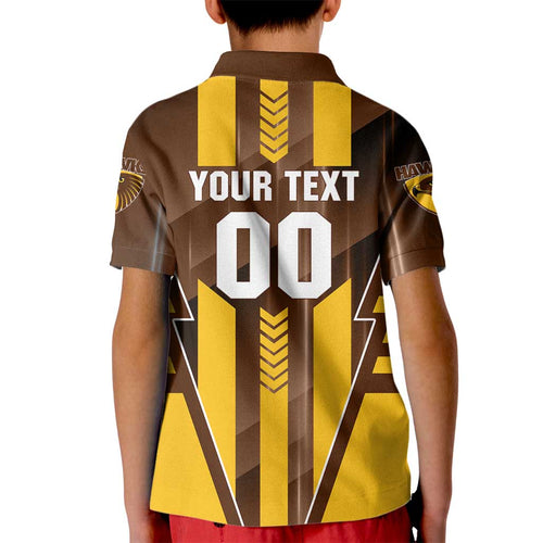 Personalized Hawthorn Hawks Kid Polo Shirt Modern Geometric Sports Graphic Style