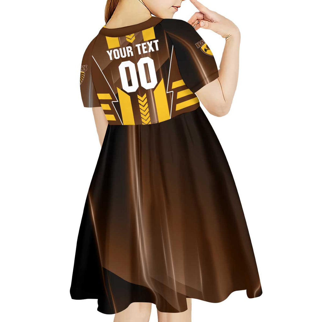 Personalized Hawthorn Hawks Kid Short Sleeve Dress Modern Geometric Sports Graphic Style