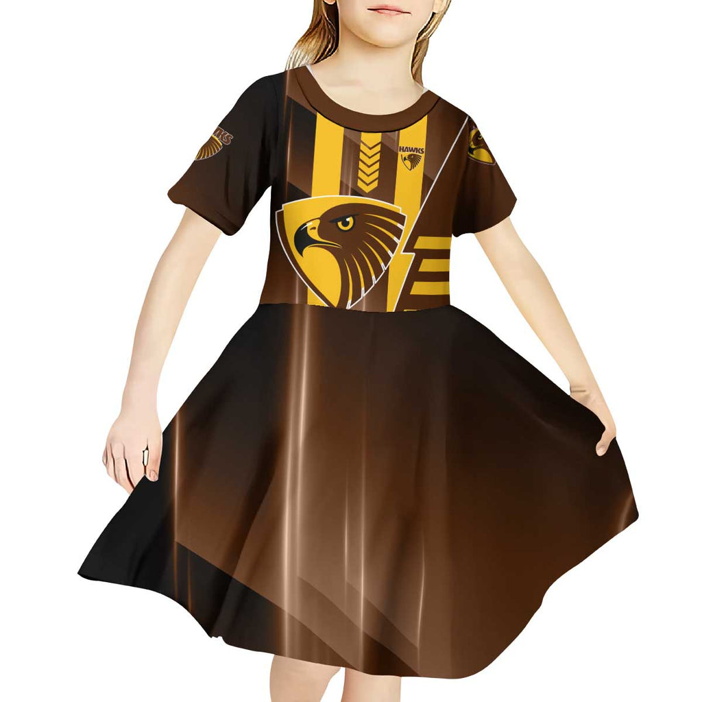 Personalized Hawthorn Hawks Kid Short Sleeve Dress Modern Geometric Sports Graphic Style