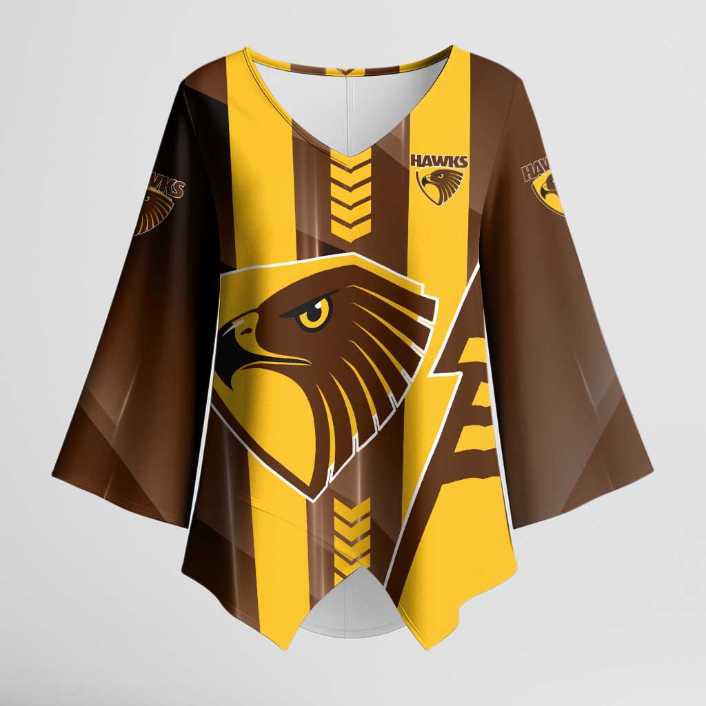 Personalized Hawthorn Hawks Kimono Sleeve Blouse Modern Geometric Sports Graphic Style