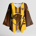 Personalized Hawthorn Hawks Kimono Sleeve Blouse Modern Geometric Sports Graphic Style