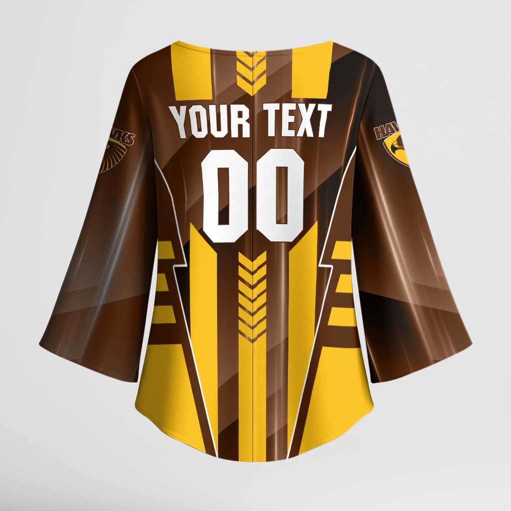 Personalized Hawthorn Hawks Kimono Sleeve Blouse Modern Geometric Sports Graphic Style