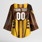 Personalized Hawthorn Hawks Kimono Sleeve Blouse Modern Geometric Sports Graphic Style