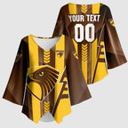 Personalized Hawthorn Hawks Kimono Sleeve Blouse Modern Geometric Sports Graphic Style