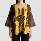 Personalized Hawthorn Hawks Kimono Sleeve Blouse Modern Geometric Sports Graphic Style