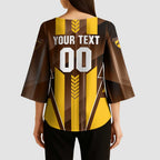 Personalized Hawthorn Hawks Kimono Sleeve Blouse Modern Geometric Sports Graphic Style
