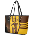 Hawthorn Hawks Leather Tote Bag Modern Geometric Sports Graphic Style