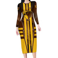 Personalized Hawthorn Hawks Long Sleeve Bodycon Dress Modern Geometric Sports Graphic Style