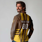 Personalized Hawthorn Hawks Long Sleeve Polo Shirt Modern Geometric Sports Graphic Style