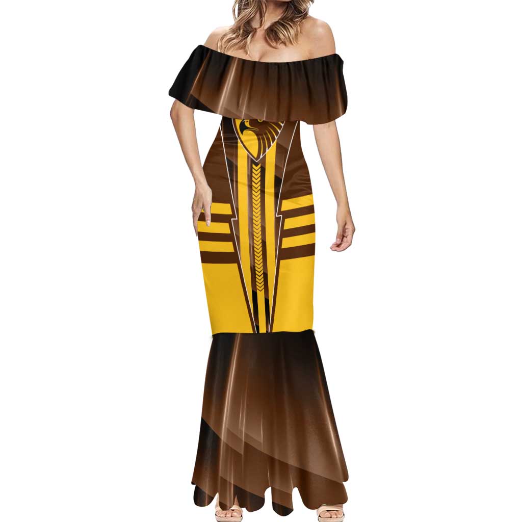 Personalized Hawthorn Hawks Mermaid Dress Modern Geometric Sports Graphic Style