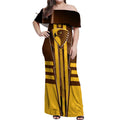 Personalized Hawthorn Hawks Off Shoulder Maxi Dress Modern Geometric Sports Graphic Style