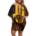 Personalized Hawthorn Hawks Off Shoulder Short Dress Modern Geometric Sports Graphic Style