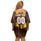 Personalized Hawthorn Hawks Off Shoulder Short Dress Modern Geometric Sports Graphic Style
