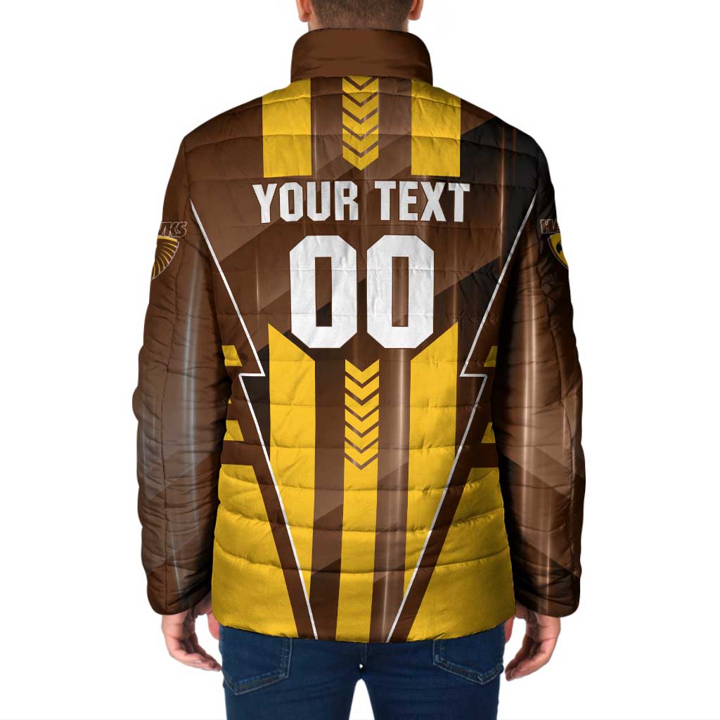 Personalized Hawthorn Hawks Padded Jacket Modern Geometric Sports Graphic Style