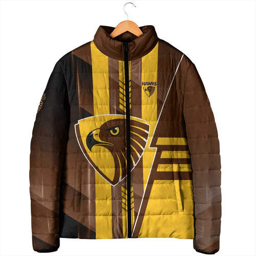 Personalized Hawthorn Hawks Padded Jacket Modern Geometric Sports Graphic Style