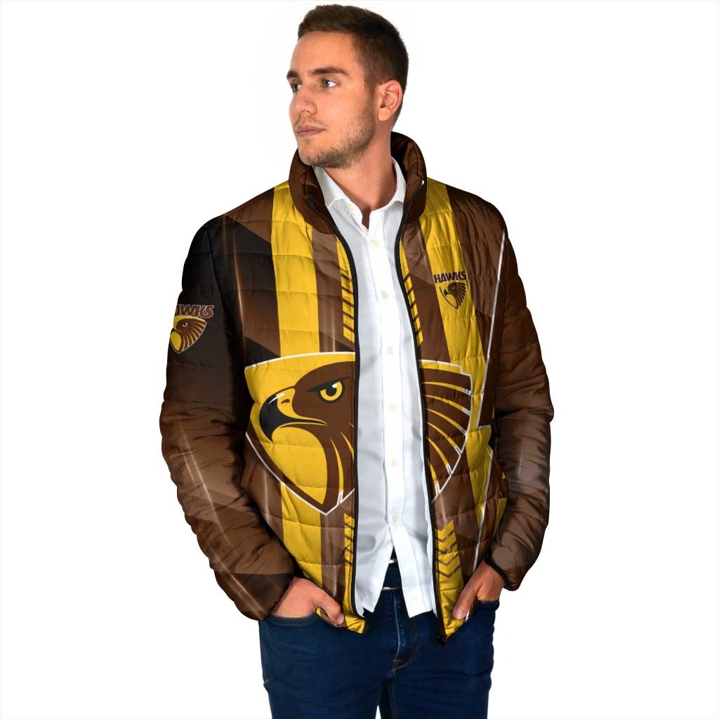 Personalized Hawthorn Hawks Padded Jacket Modern Geometric Sports Graphic Style