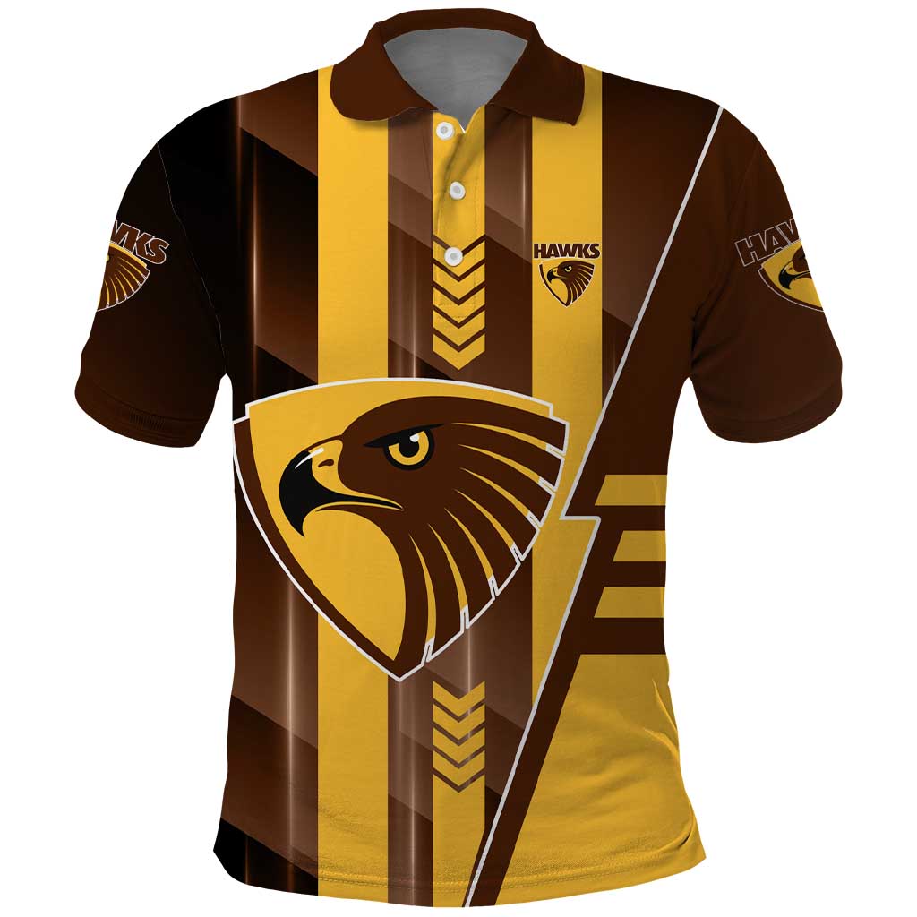 Personalized Hawthorn Hawks Polo Shirt Modern Geometric Sports Graphic Style