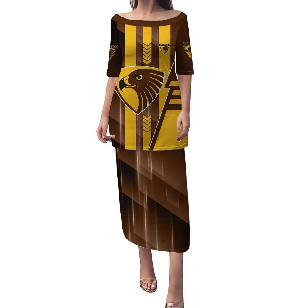 Personalized Hawthorn Hawks Puletasi Modern Geometric Sports Graphic Style