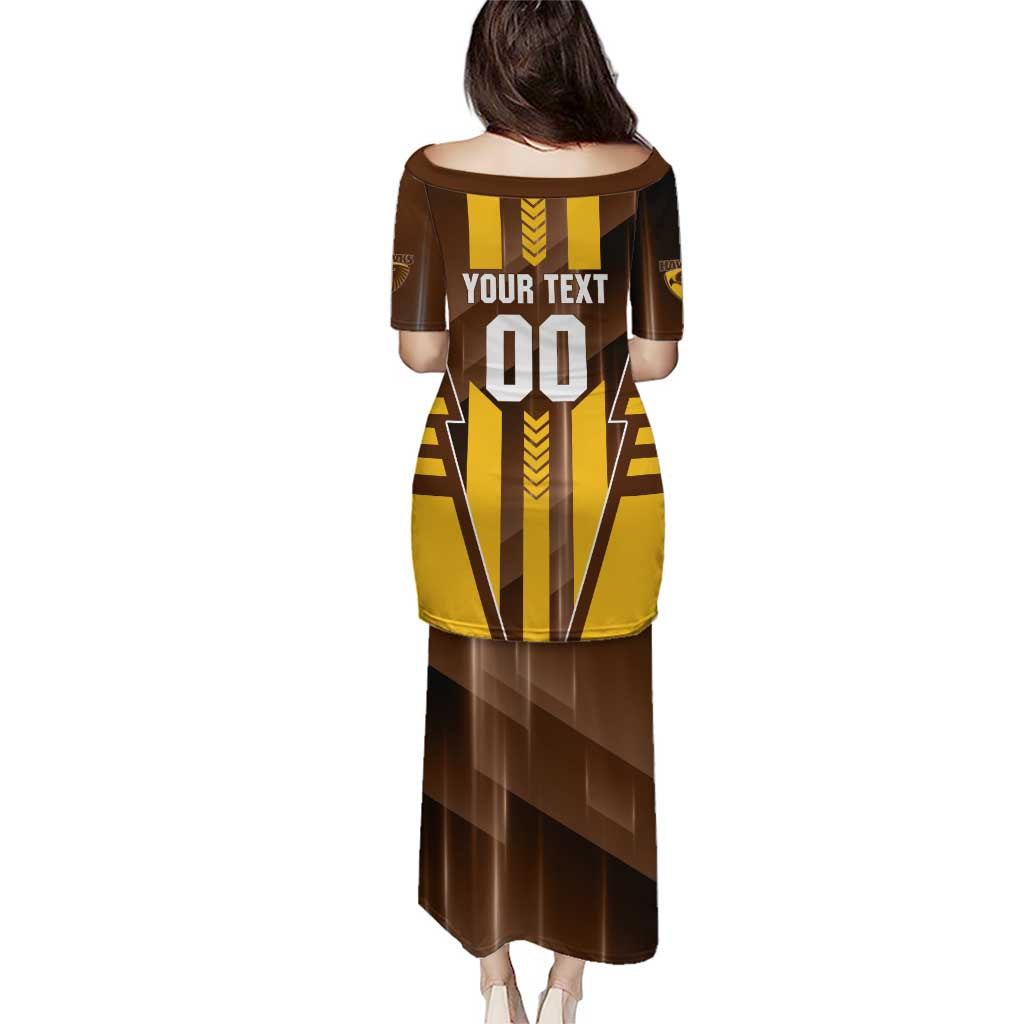 Personalized Hawthorn Hawks Puletasi Modern Geometric Sports Graphic Style