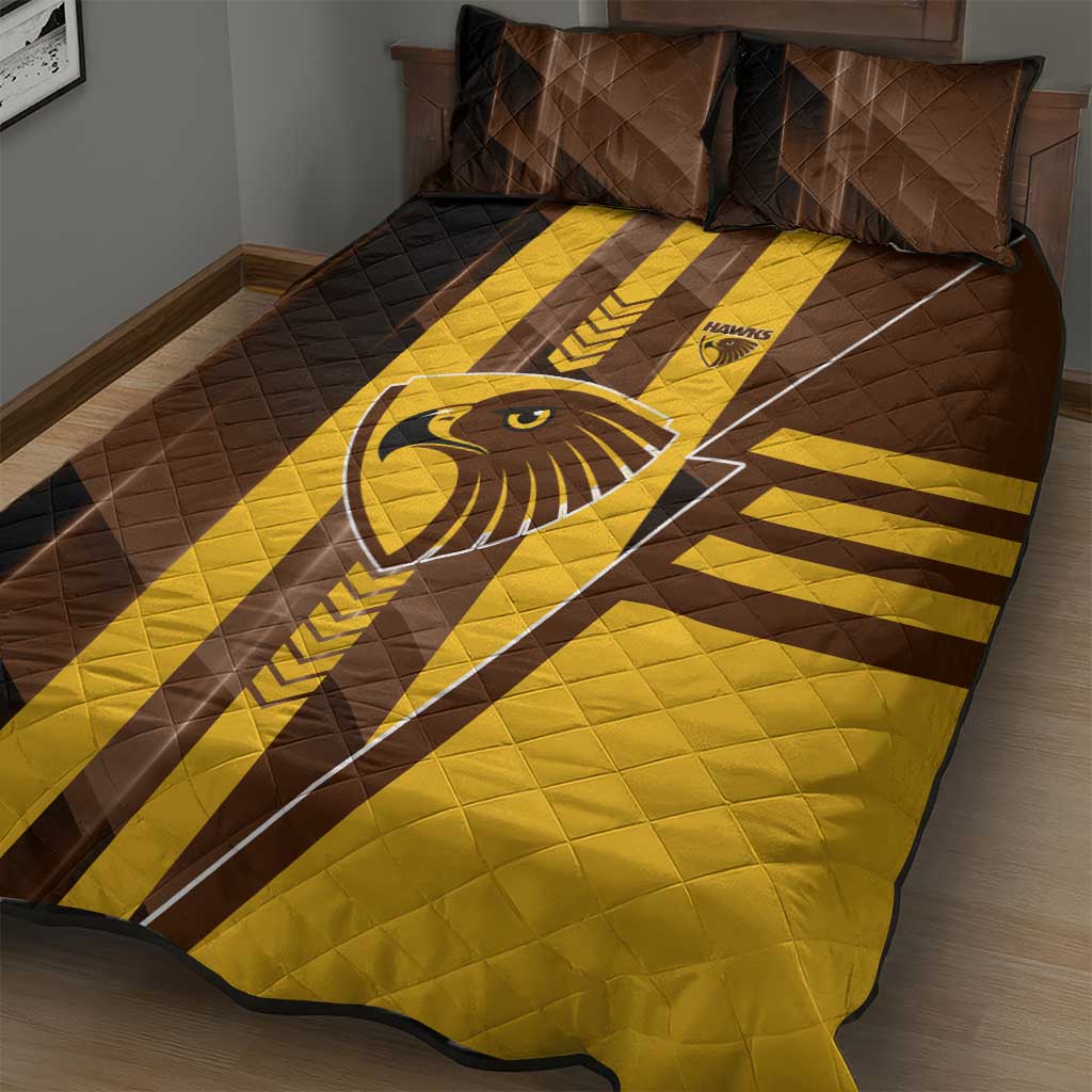 Hawthorn Hawks Quilt Bed Set Modern Geometric Sports Graphic Style