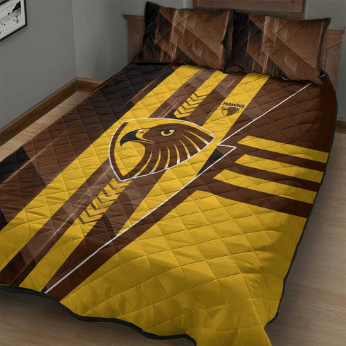 Hawthorn Hawks Quilt Bed Set Modern Geometric Sports Graphic Style