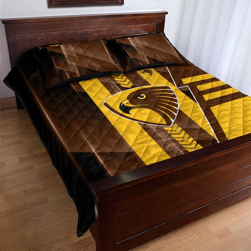 Hawthorn Hawks Quilt Bed Set Modern Geometric Sports Graphic Style