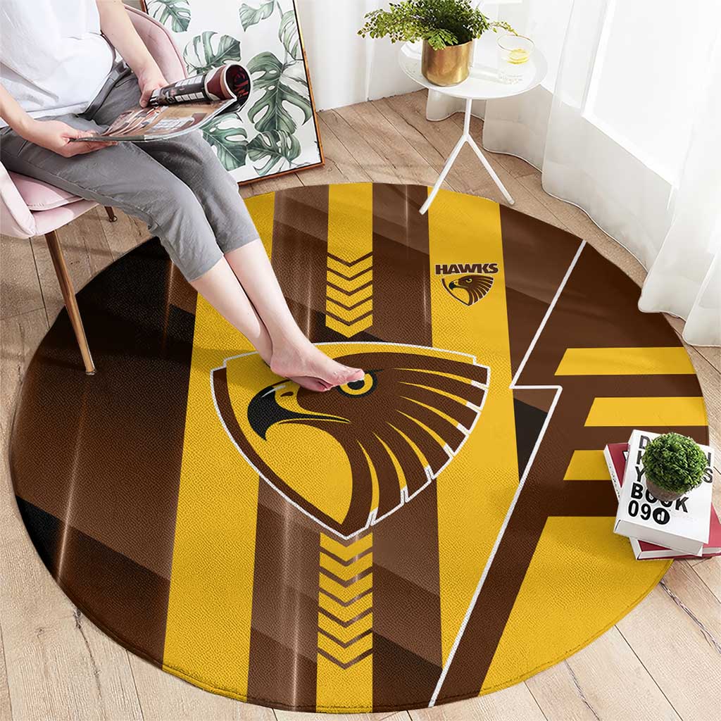 Hawthorn Hawks Round Carpet Modern Geometric Sports Graphic Style