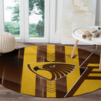 Hawthorn Hawks Round Carpet Modern Geometric Sports Graphic Style