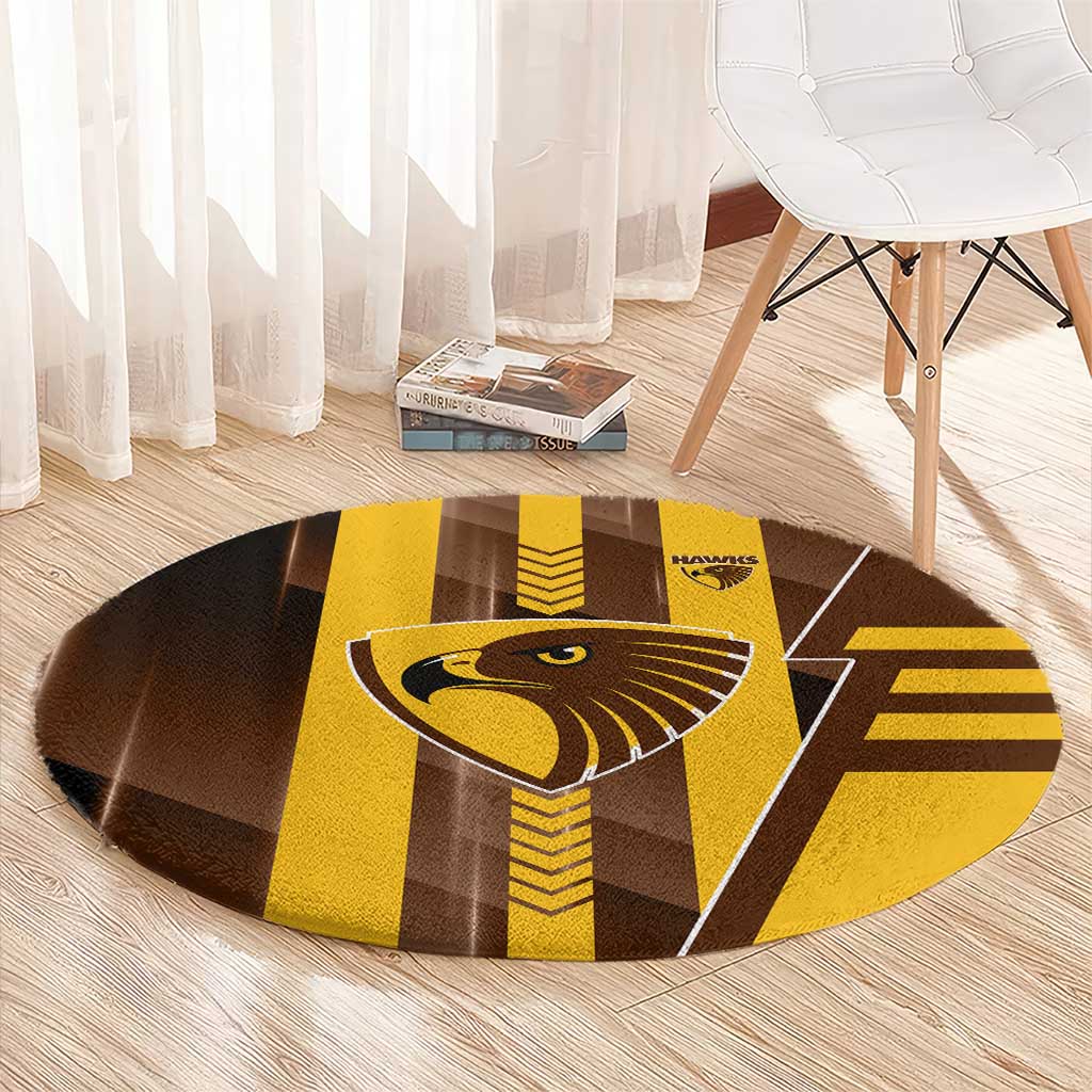 Hawthorn Hawks Round Carpet Modern Geometric Sports Graphic Style