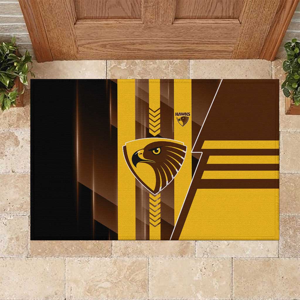 Hawthorn Hawks Rubber Doormat Modern Geometric Sports Graphic Style