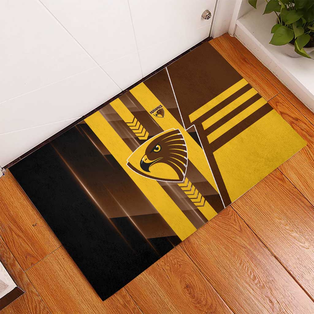Hawthorn Hawks Rubber Doormat Modern Geometric Sports Graphic Style