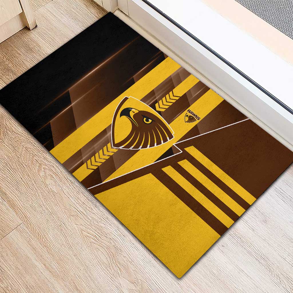 Hawthorn Hawks Rubber Doormat Modern Geometric Sports Graphic Style