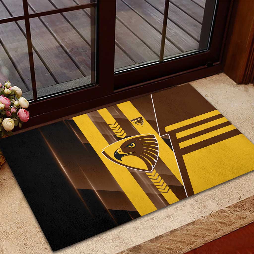 Hawthorn Hawks Rubber Doormat Modern Geometric Sports Graphic Style