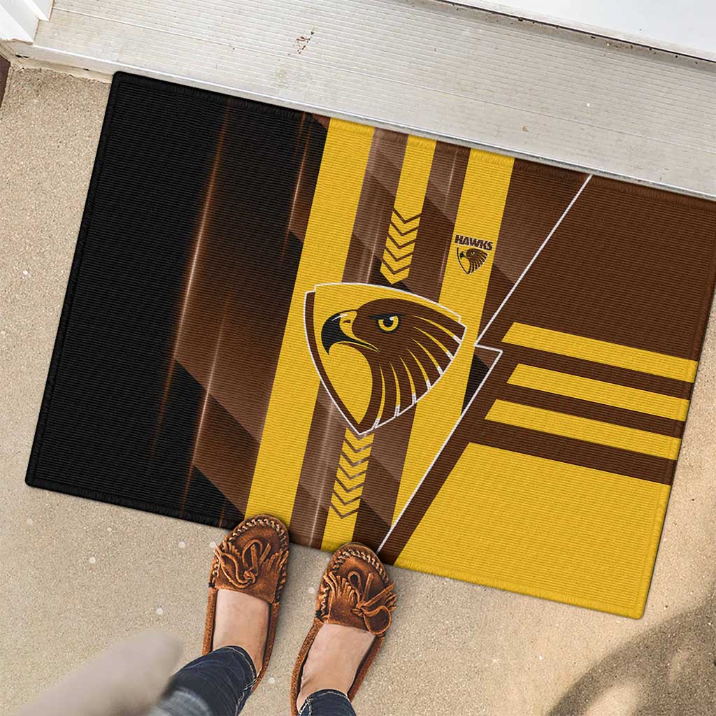 Hawthorn Hawks Rubber Doormat Modern Geometric Sports Graphic Style