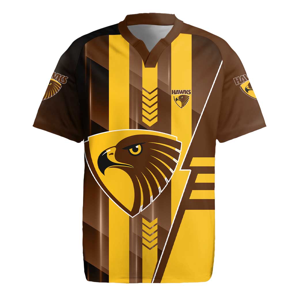 Personalized Hawthorn Hawks Rugby Jersey Modern Geometric Sports Graphic Style