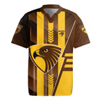 Personalized Hawthorn Hawks Rugby Jersey Modern Geometric Sports Graphic Style